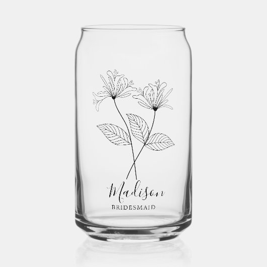Geboorte Maand Bloemen Juni kamperfoelie Bruidsmei Blikvorm Glas (Voorkant)