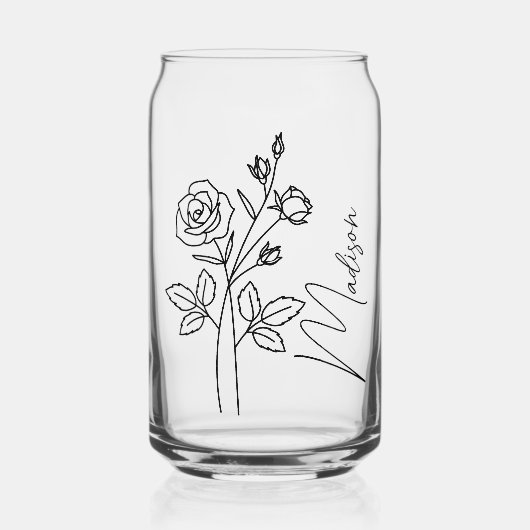 Geboorte Maand Bloemen Juni Roos Bruidsmeisje Cade Blikvorm Glas (Voorkant)