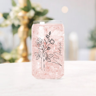 Geboorte Maand Bloemen Juni Roos Bruidsmeisje Cade Blikvorm Glas