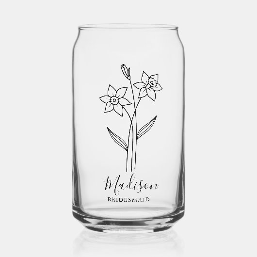 Geboorte Maand Bloemen Maart Daffodil Bruidsmeisje Blikvorm Glas (Voorkant)