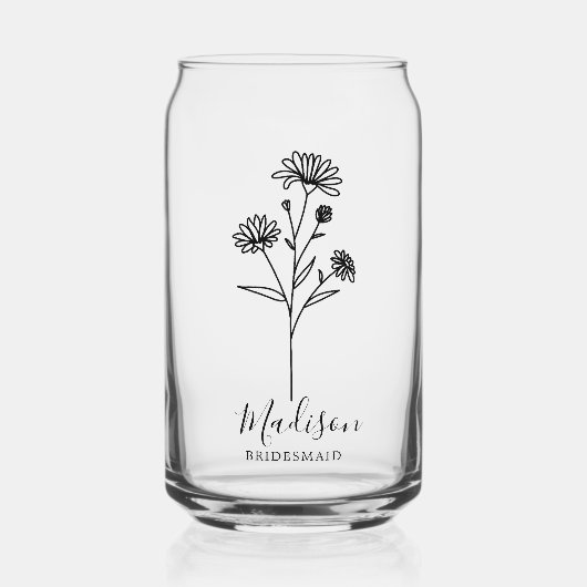 Geboorte Maand Bloemen September Aster bruidsmeisj Blikvorm Glas (Voorkant)