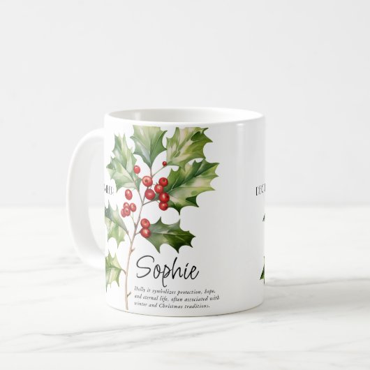 Geboorte Maand December Bloem Gepersonaliseerd Koffiemok (Voorkant links)
