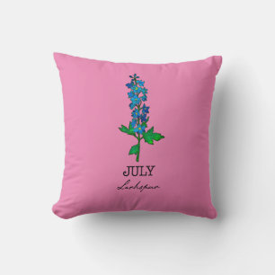 Geboorte Maand Juli Larkspur Bloem Kussen