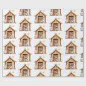 Geboorte Mary Joseph Baby Jesus Stabiele Kerstmis Cadeaupapier (Vlak)