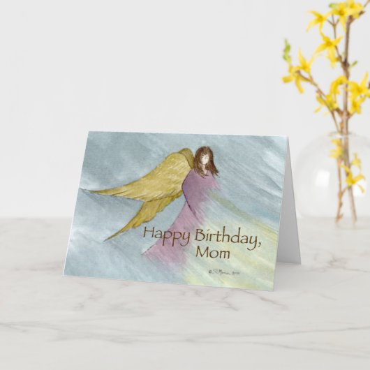 Geboorte Moeder Engel Verjaardag Blauw Kaart (Gele Bloem)