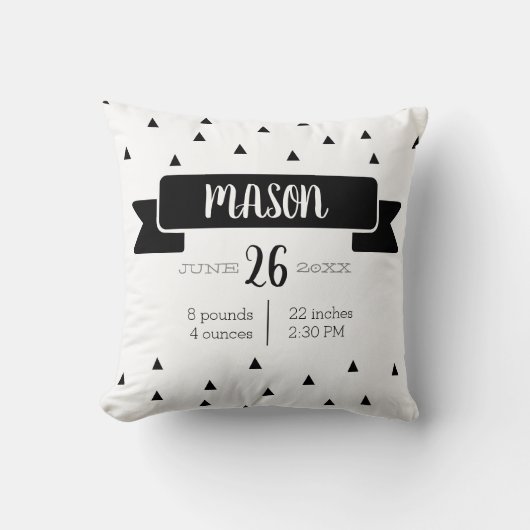Geboorte Monochrome moderne baby staat aankondigin Kussen (Voorkant)