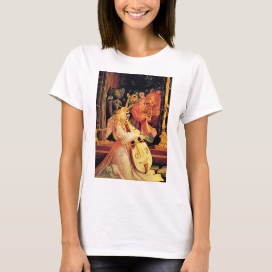 Geboorte, muziek maken engelen magie van Kerstmis T-shirt (Voorkant)