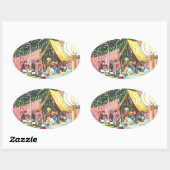 Geboorte onder de kerstboom ovale sticker (Vel)