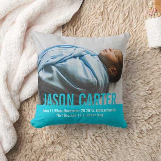 Geboorte pasgeboren cadeau jongens blauw geboorte  kussen (Deken)