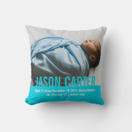 Geboorte pasgeboren cadeau jongens blauw geboorte  kussen