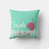 Geboorte pasgeboren gift lieveheersbeestje aqua gr kussen (Achterkant)