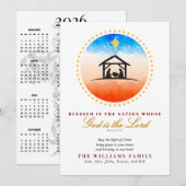 Geboorte Patriottische Kerstmis Psalm 33:12 Kalend Feestdagenkaart (Voorkant / Achterkant)