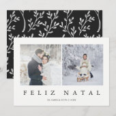 Geboorte Portugese Moderne Kerstmis Twee van Feliz Feestdagenkaart (Voorkant / Achterkant)