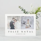 Geboorte Portugese Moderne Kerstmis Twee van Feliz Feestdagenkaart (Staand voorkant)