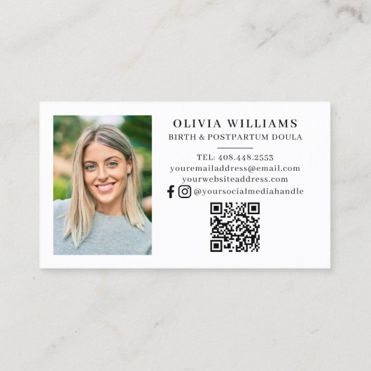 Geboorte & postpartum Doula foto QR-code Visitekaartje (Achterkant)
