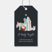 Geboorte religieuze kerst cadeaulabel (Voorkant)