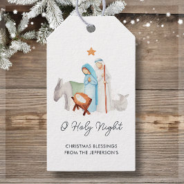 Geboorte religieuze kerst cadeaulabel