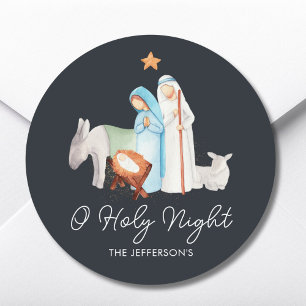 Geboorte religieuze kerst ronde sticker