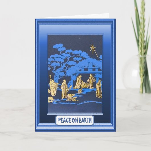 Geboorte, religieuze kerstkaart feestdagen kaart (Voorkant)