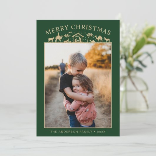 Geboorte Scène Baby Jesus Christ Feestdagenkaart (Staand voorkant)