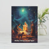 Geboorte Scène Baby Jesus Christelijke Kerstmis Feestdagenkaart (Staand voorkant)