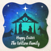 Geboorte Scène - Gelukkig Pasen | Kartonnen Onderzetters (Voorkant)