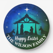 Geboorte Scène - Gelukkig Pasen | Papieren Bordje (Voorkant)