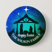 Geboorte Scène - Gelukkig Pasen | Ronde Button 7,6 Cm (Voorkant)
