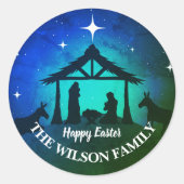 Geboorte Scène - Gelukkig Pasen | Ronde Sticker (Voorkant)
