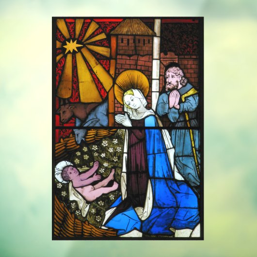 Geboorte Scène Glas in lood Panel Circa 1500s Raamsticker (Vel 3)