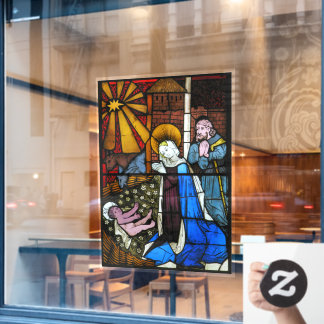 Geboorte Scène Glas in lood Panel Circa 1500s Raamsticker