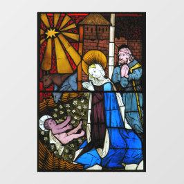 Geboorte Scène Glas in lood Panel Circa 1500s Raamsticker