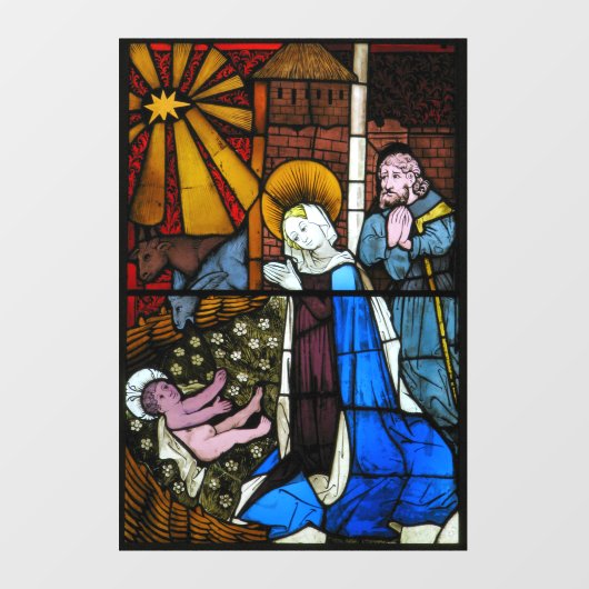 Geboorte Scène Glas in lood Panel Circa 1500s Raamsticker (Vel)