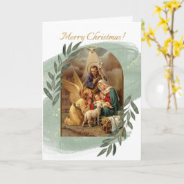 Geboorte Scène Groene Kerst Kaart