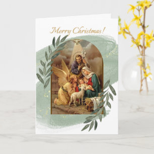 Geboorte Scène Groene Kerst Kaart