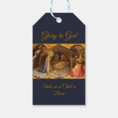 Geboorte Scène in Gouden Glorie aan God Cadeaulabel (Voorkant)