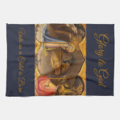 Geboorte Scène in Gouden Glorie aan God Theedoek (Horizontaal)