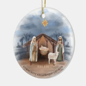 Geboorte Scène Kerknaam Christelijk Kerst Keramisch Ornament (Links)