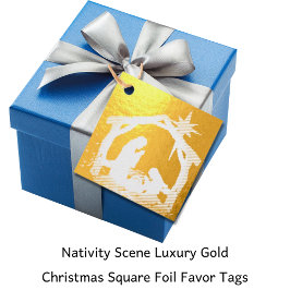 Geboorte Scène Luxe Gouden Kerstplein Bedankjes Labels