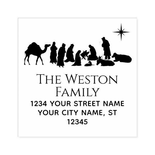 Geboorte Scene Manager Baby Jesus Naam Adres Rubberstempel (Afrduk)