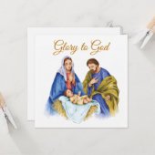Geboorte Scène met Glorie aan God tekst Kaart (Voorkant / Achterkant in situ)