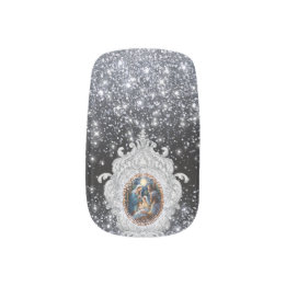 Geboorte Scène Mooie Elegante Faux Glitter Minx Nail Art