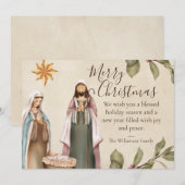 Geboorte Scène Religieuze Kerstmis Feestdagenkaart (Voorkant / Achterkant)