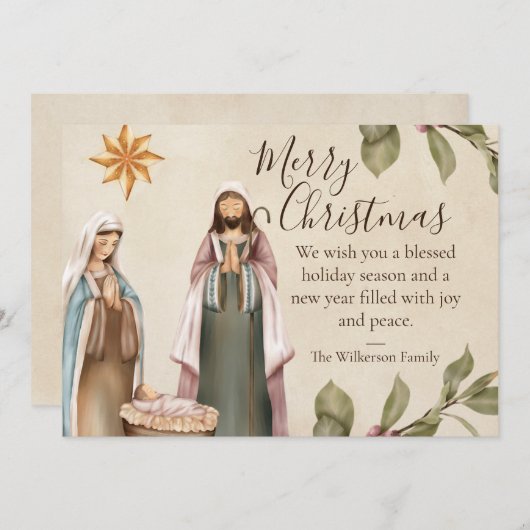 Geboorte Scène Religieuze Kerstmis Feestdagenkaart (Voorkant / Achterkant)