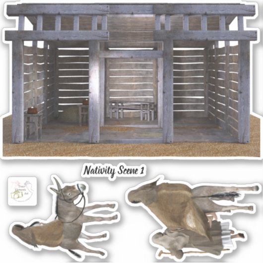 Geboorte Scène Verwijderbare Vinyl Sticker Set 1 (Voorkant)