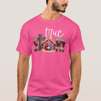 Geboorte Scène Ware Verhaal Geloof Gebaseerd Kerst T-shirt