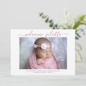 Geboorte scriptlettertype aankondiging (Staand voorkant)