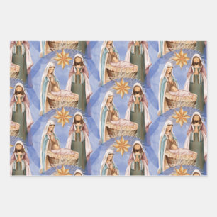 Geboorte Stabiele Scène Patroon Vakantie Inpakpapier Vel