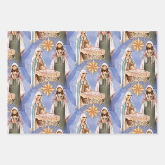 Geboorte Stabiele Scène Patroon Vakantie Inpakpapier Vel (Voorkant)