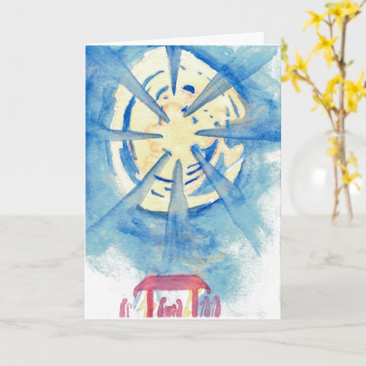 Geboorte Star Kerst Kaart (Gele Bloem)